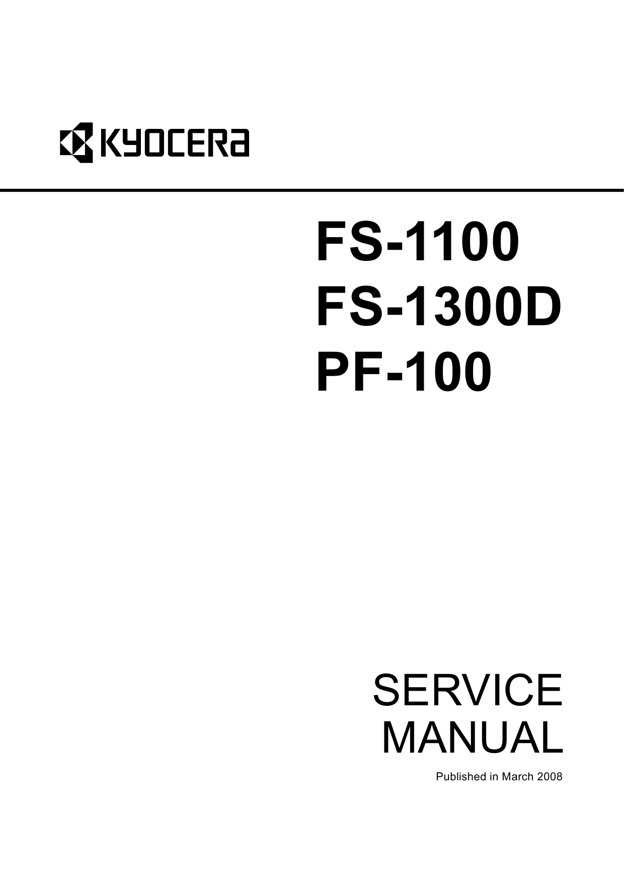 KYOCERA LaserPrinter FS-1100 FS-1300D PF-100 Parts and Service Manual-1